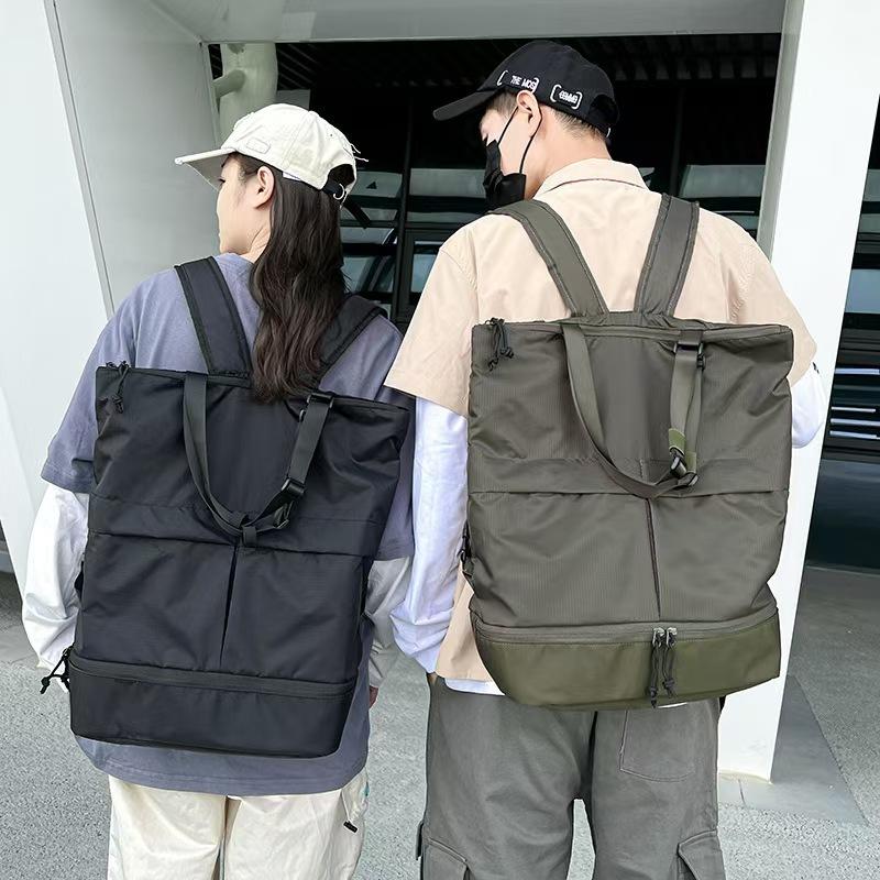 WDF.CO現貨│2025新款尼龍小眾機能風後背包│ 黑綠2色多口袋手提包│底部可放鞋│超大容量│防潑水│外出旅行包-細節圖2