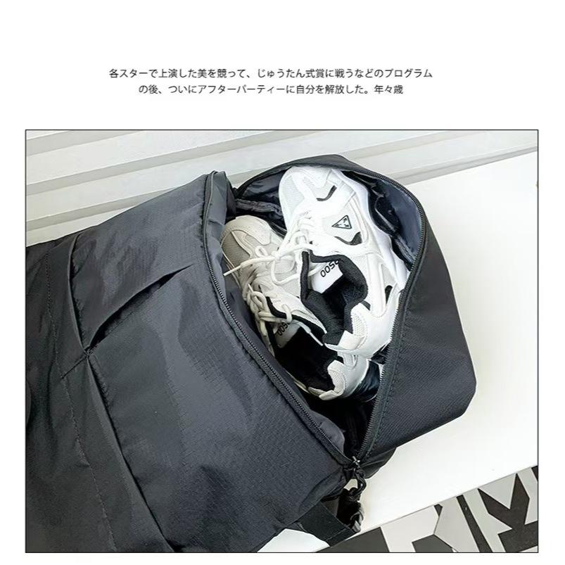 WDF.CO現貨│2025新款尼龍小眾機能風後背包│ 黑綠2色多口袋手提包│底部可放鞋│超大容量│防潑水│外出旅行包-細節圖8