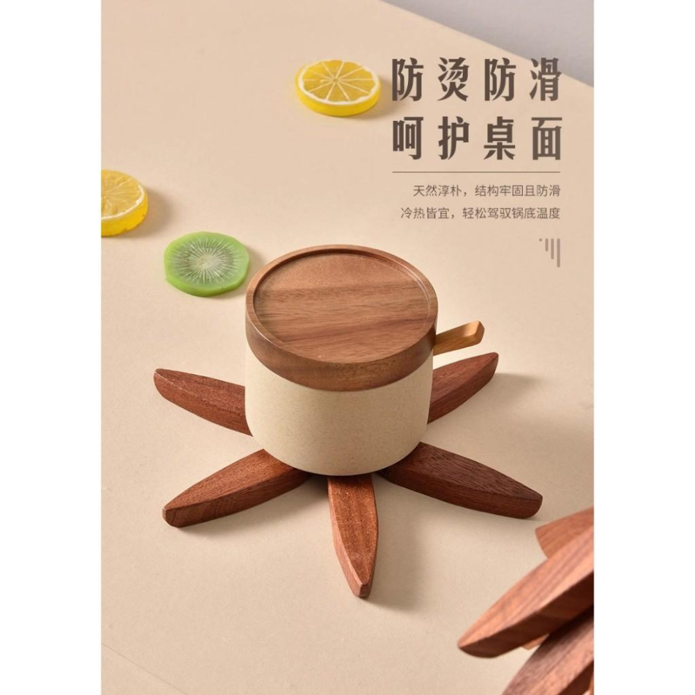 WDF.CO現貨｜2025北歐風胡桃木聖誕樹隔熱墊｜原木3片組含底座｜居家生活木質隔熱墊｜胡桃色杯墊｜柚木色餐桌墊｜-細節圖8
