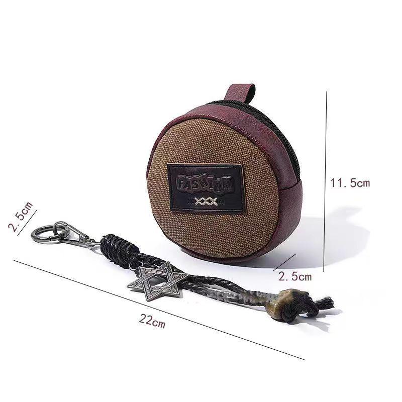 WDF.CO現貨｜2025韓國東大門新款復古六芒星小圓包│咖啡色編織繩零錢包│隨身小包│收納包｜有拉鍊｜耳機包｜輕量-細節圖3