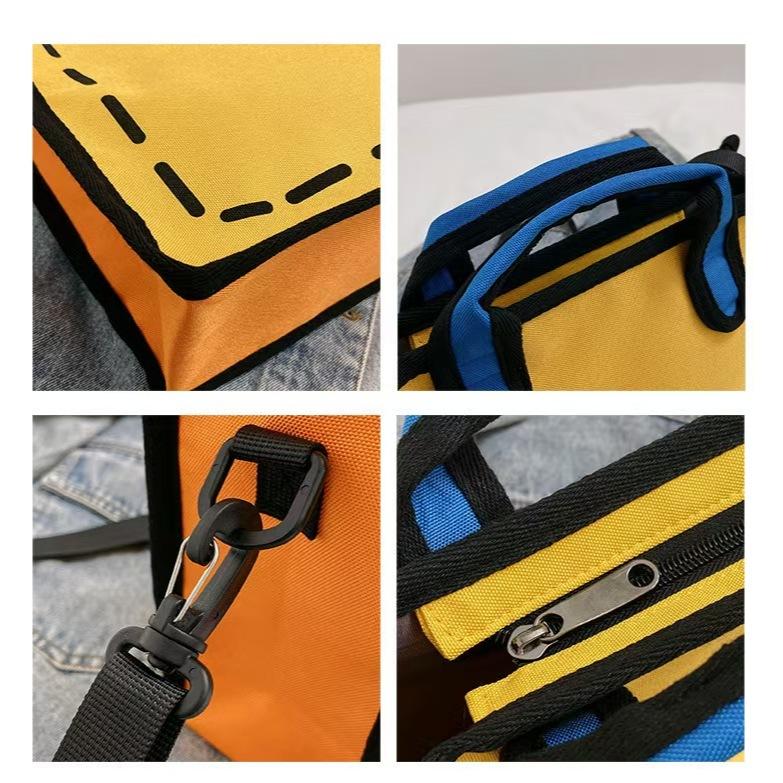 WDF.CO現貨│2024日韓4色卡通立體斜背托特包│中款│黃灰藍粉│動漫包│斜背包│2D│托特包│二次元│學生外出包-細節圖8