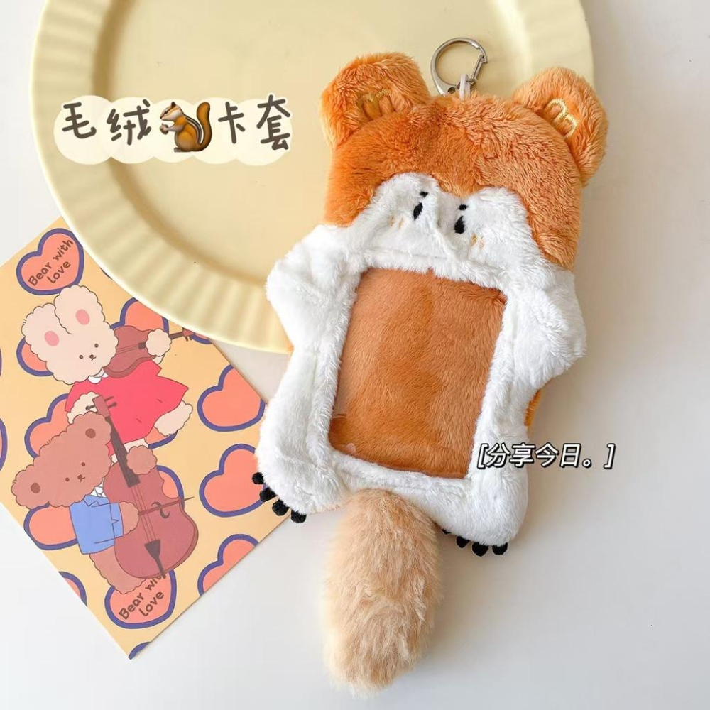 WDF.CO現貨│2025韓國毛絨卡套│新松鼠卡套│門禁卡│悠遊卡套│可愛掛件│學生證套│黃油小熊│貓咪│黑芝麻│肉鬆君-細節圖2