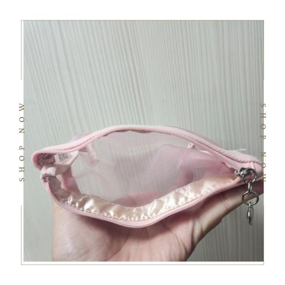 WDF.CO現貨出清│2024新款愛心網紗零錢包│收納小包│手拿│小眾設計│容量大│透明網紗│收納包│旅行包│方便攜帶-細節圖3