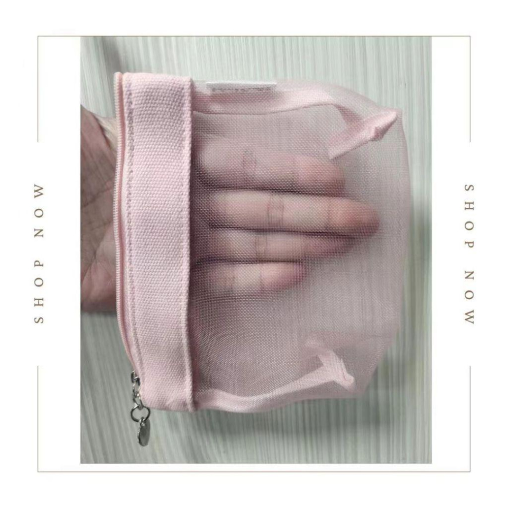WDF.CO現貨出清│2024新款愛心網紗零錢包│收納小包│手拿│小眾設計│容量大│透明網紗│收納包│旅行包│方便攜帶-細節圖4