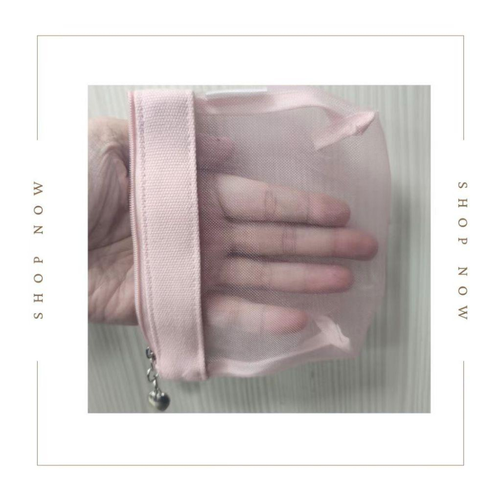 WDF.CO現貨出清│2024新款愛心網紗零錢包│收納小包│手拿│小眾設計│容量大│透明網紗│收納包│旅行包│方便攜帶-細節圖5
