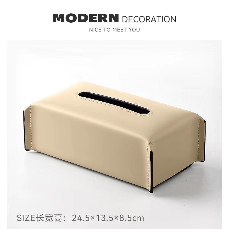 WDF.CO現貨｜2024北歐風｜新款蜜糖棕｜羅馬編織皮革｜衛生紙收納盒｜黑奶茶灰棕5色｜莫蘭迪色｜防水加厚｜抽取式｜-細節圖3