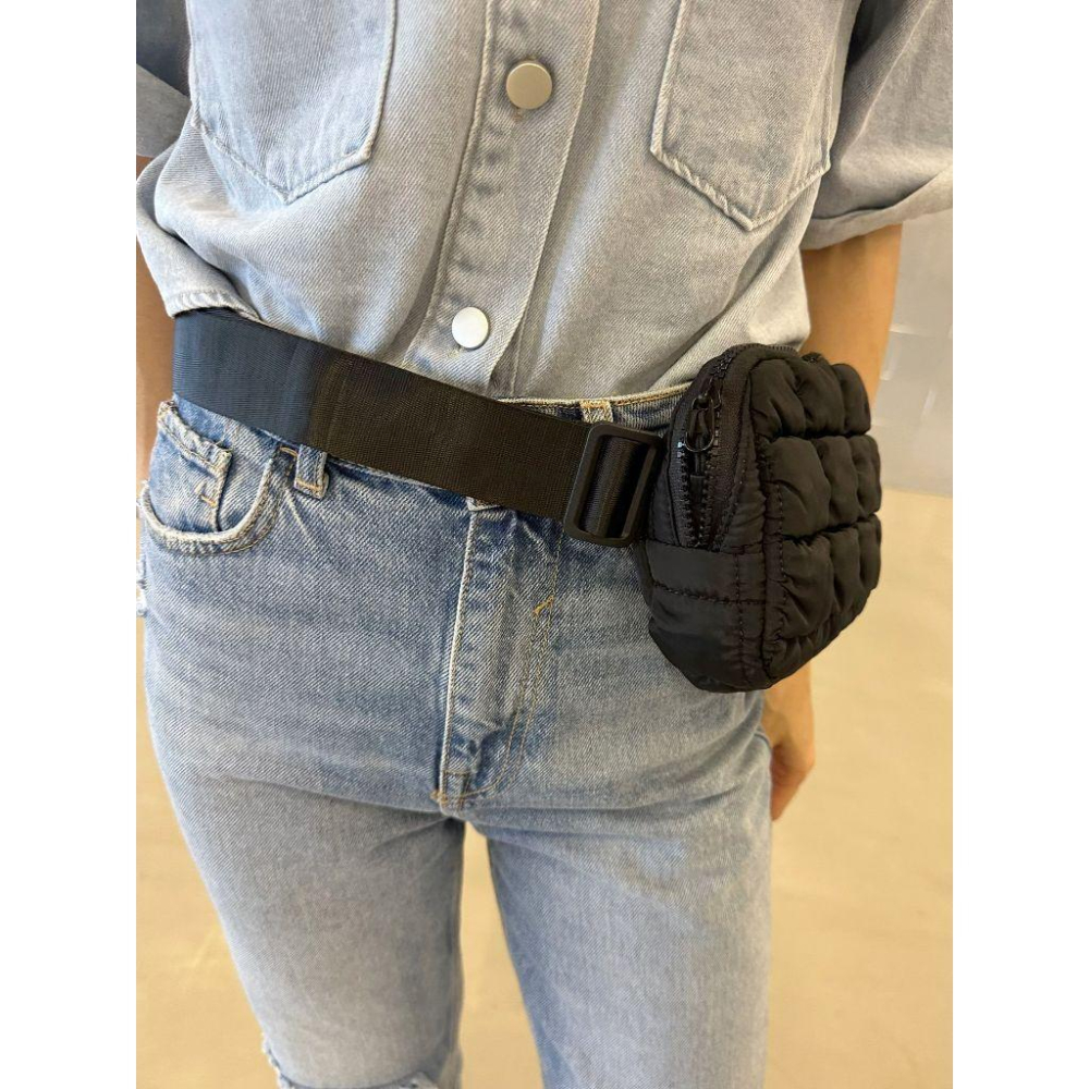 WDF.CO現貨｜2024最新韓國泡芙胸腰包 │ 黑白藍灰四色│肩背包｜插扣｜斜背包｜隨身小包｜白色包包｜輕量包｜空氣包-細節圖6