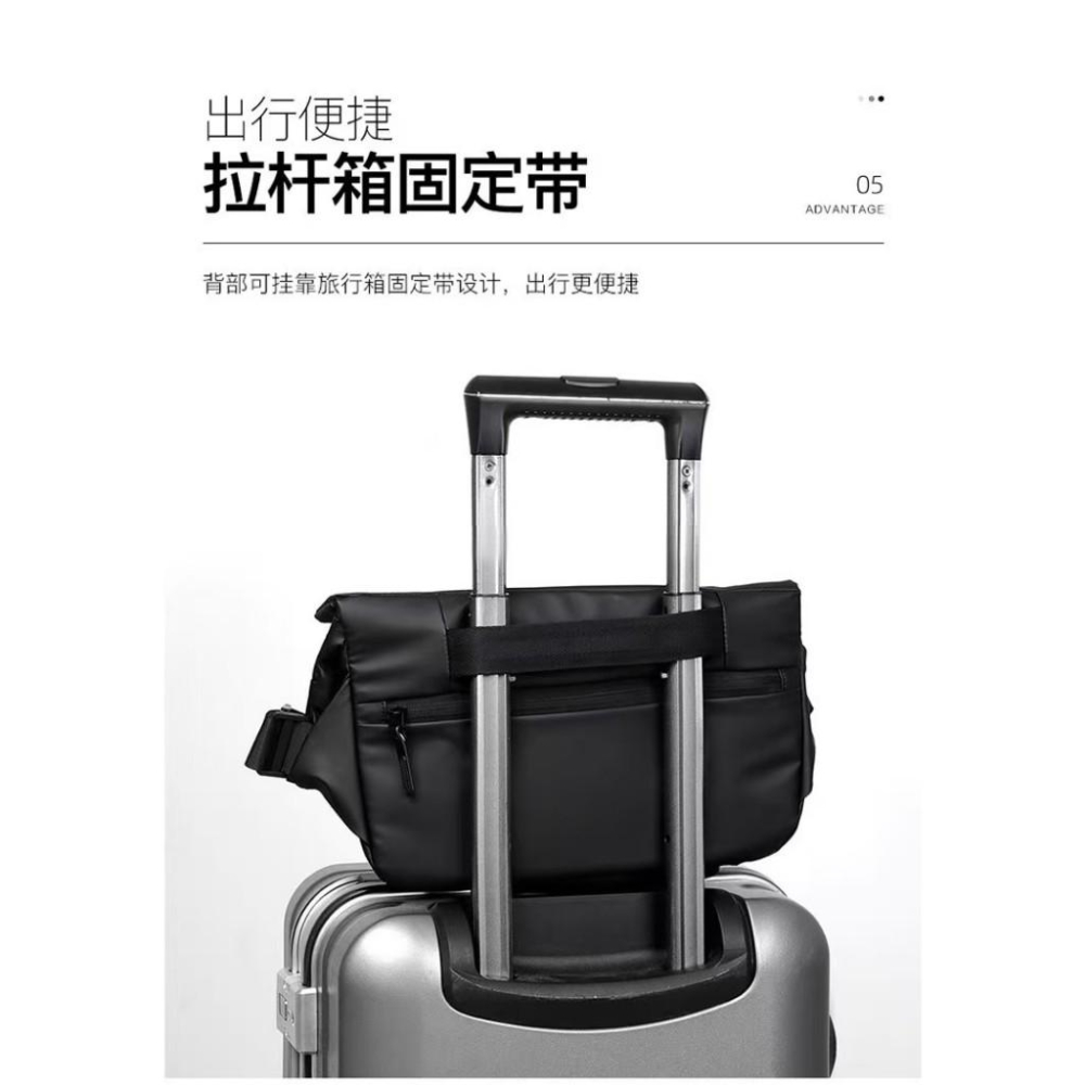 WDF.CO現貨│2025韓版工裝機能郵差包 │黑灰藍3色防潑水加厚尼龍包 │磁吸鎖隨身小包｜大容量｜單肩斜背包｜胸包-細節圖7