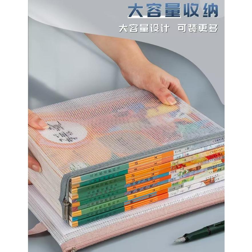 WDF.CO現貨│2025新款雙層手提防水A4文件袋｜黑粉藍卡4色透明文具袋｜考卷收納｜有拉鍊｜文具收納袋｜雜物收納包-細節圖8