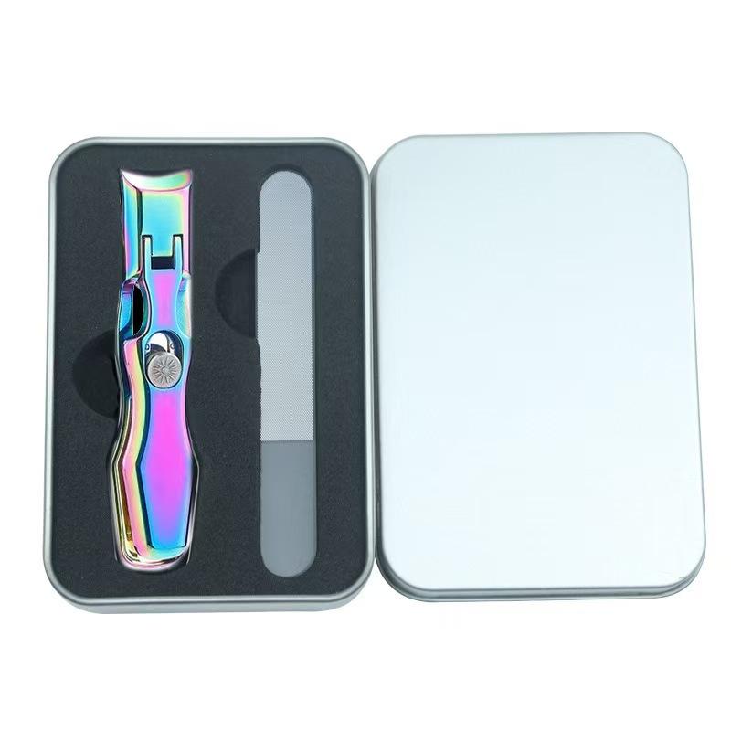 WDF.CO現貨│2025新款不銹鋼防飛濺指甲刀禮盒│附盒子│黑銀幻彩3色大開口指甲刀│磨腳皮│指甲搓│去角質│搓板-細節圖9