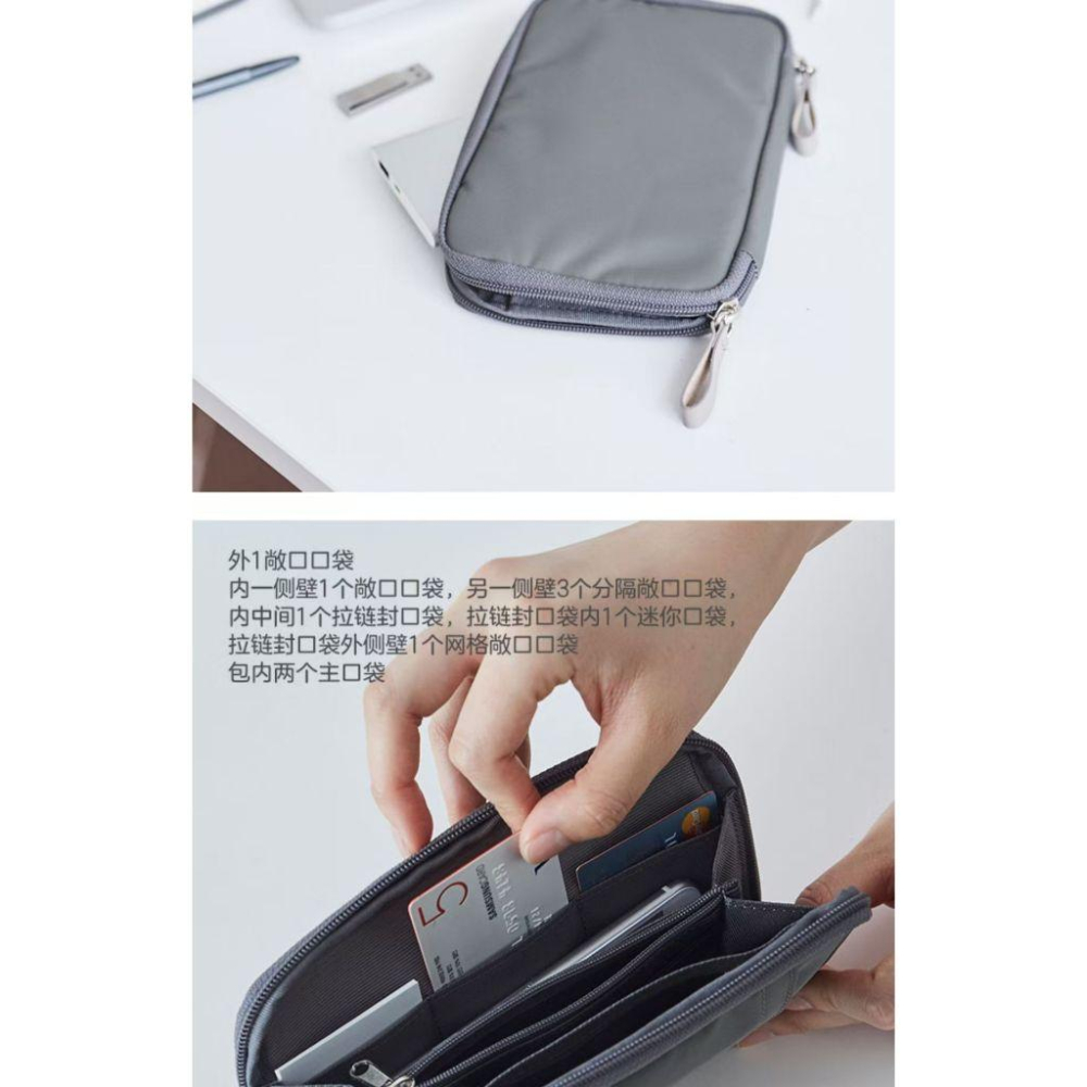 WDF.CO現貨｜2025韓國尼龍新款旅行護照包│卡灰黑3色多功能證件收納小包│防潑水尼龍包｜有雙拉鍊｜卡包｜硬幣包-細節圖7