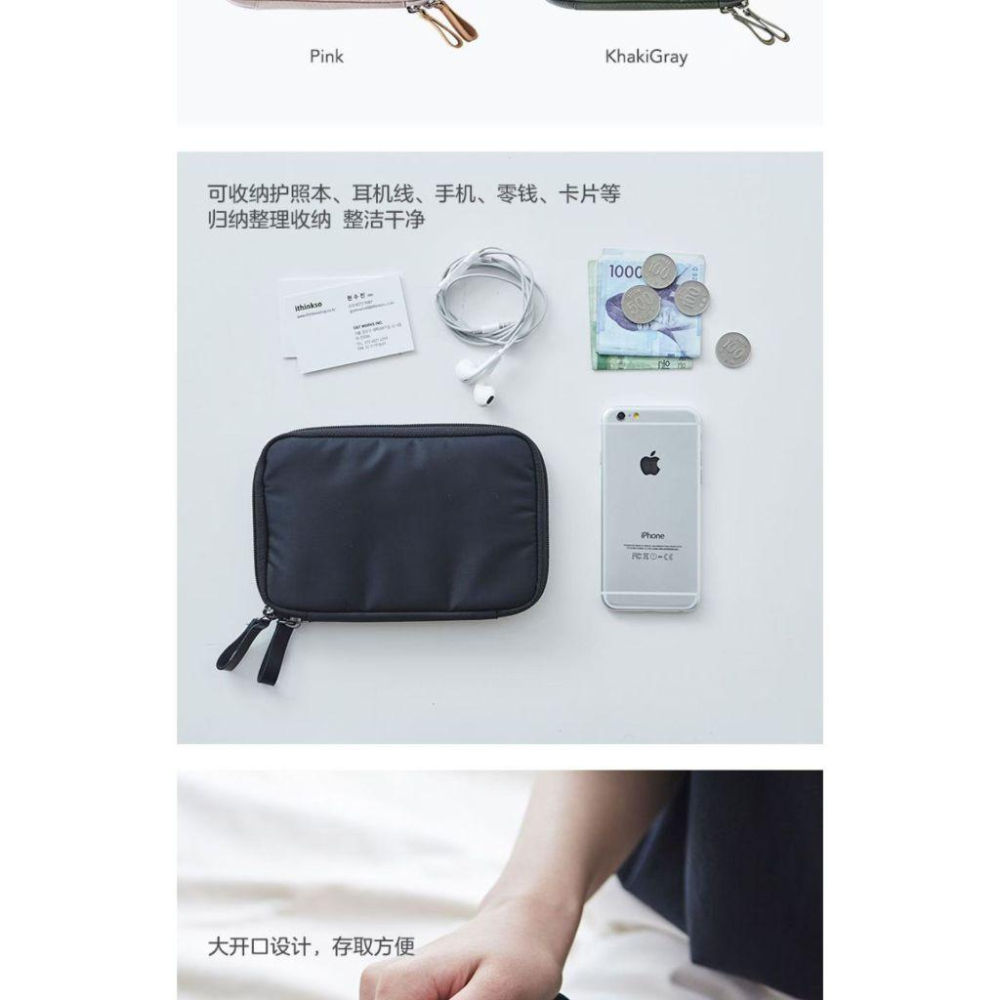 WDF.CO現貨｜2025韓國尼龍新款旅行護照包│卡灰黑3色多功能證件收納小包│防潑水尼龍包｜有雙拉鍊｜卡包｜硬幣包-細節圖8