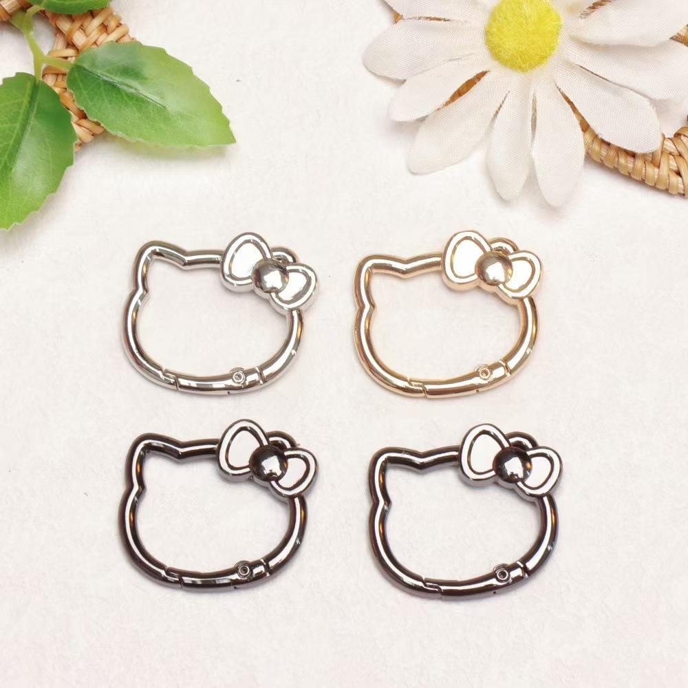 WDF.CO現貨｜2025新款蝴蝶結小貓彈簧扣具30*37mm│雙色烤漆│造型鑰匙圈│彈簧D扣│飾品掛件-細節圖2