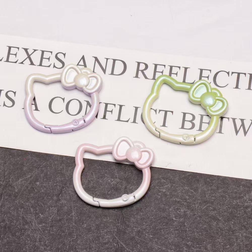 WDF.CO現貨｜2025新款蝴蝶結小貓彈簧扣具30*37mm│雙色烤漆│造型鑰匙圈│彈簧D扣│飾品掛件-細節圖4