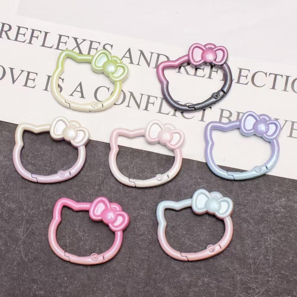 WDF.CO現貨｜2025新款蝴蝶結小貓彈簧扣具30*37mm│雙色烤漆│造型鑰匙圈│彈簧D扣│飾品掛件-細節圖5