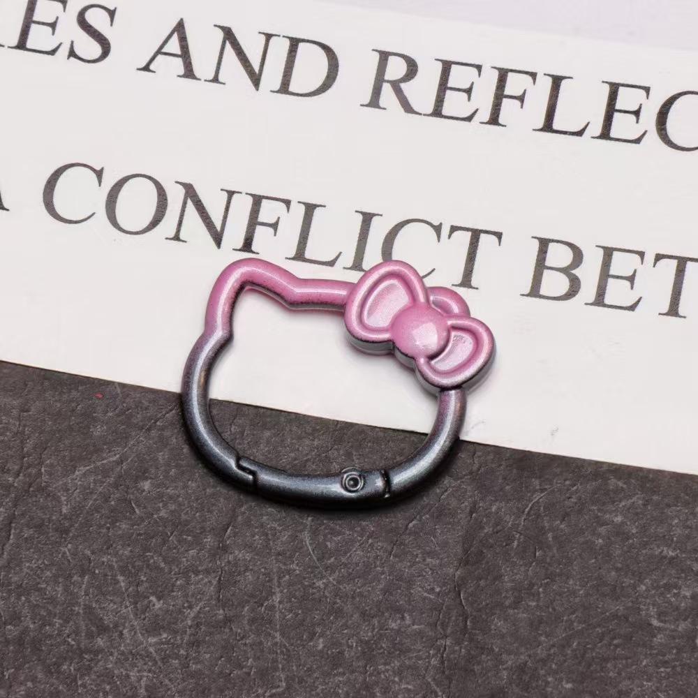 WDF.CO現貨｜2025新款蝴蝶結小貓彈簧扣具30*37mm│雙色烤漆│造型鑰匙圈│彈簧D扣│飾品掛件-細節圖9