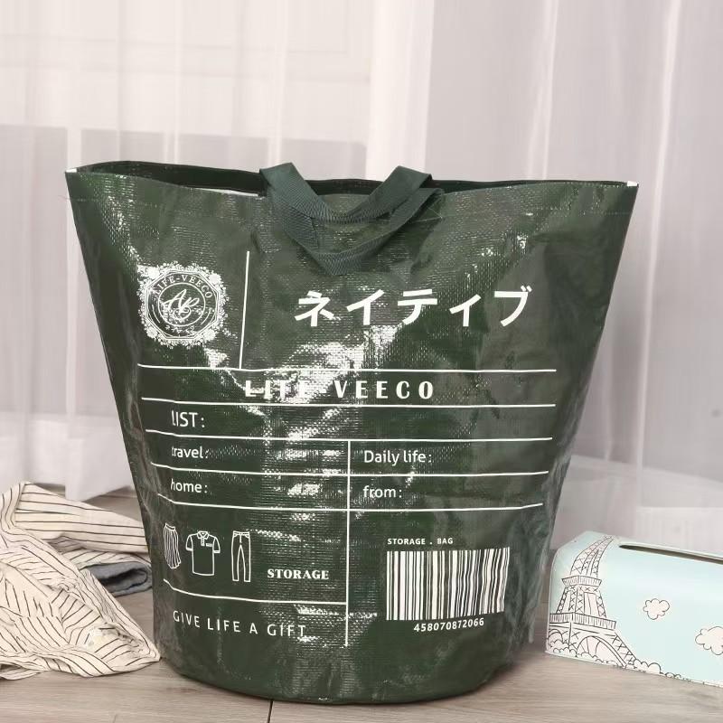 WDF.CO現貨│2025日式新款圓筒環保購物袋│綠色洗衣袋｜髒衣服框｜搬家袋｜旅行露營外出大容量｜超市購物袋｜外出包-細節圖5