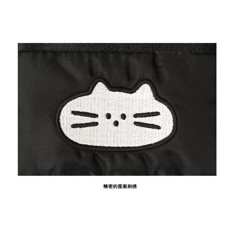 WDF.CO現貨｜2025韓國東大門新款刺繡小貓│黑綠2色多功能收納小包│卡通貓咪尼龍零錢包｜有拉鍊鑰匙卡包｜可愛小物-細節圖6