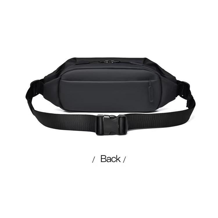 WDF.CO現貨│2025韓版多口袋戶外運動包 │黑色防潑水尼龍包 │拉鍊款隨身小包｜大容量｜單肩包｜斜背包｜胸包｜-細節圖6