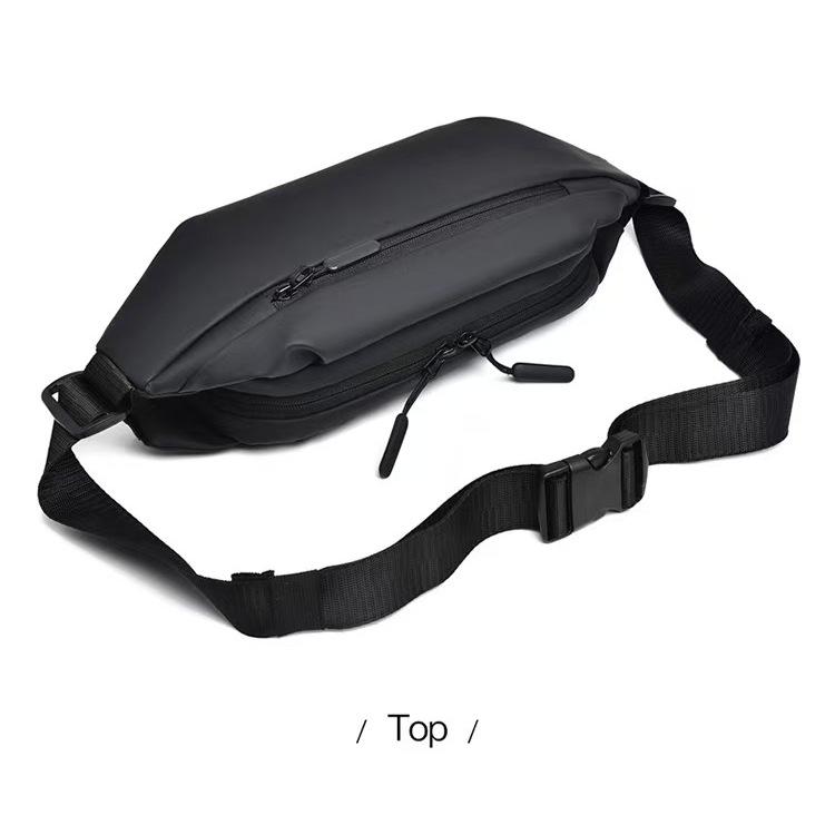 WDF.CO現貨│2025韓版多口袋戶外運動包 │黑色防潑水尼龍包 │拉鍊款隨身小包｜大容量｜單肩包｜斜背包｜胸包｜-細節圖7