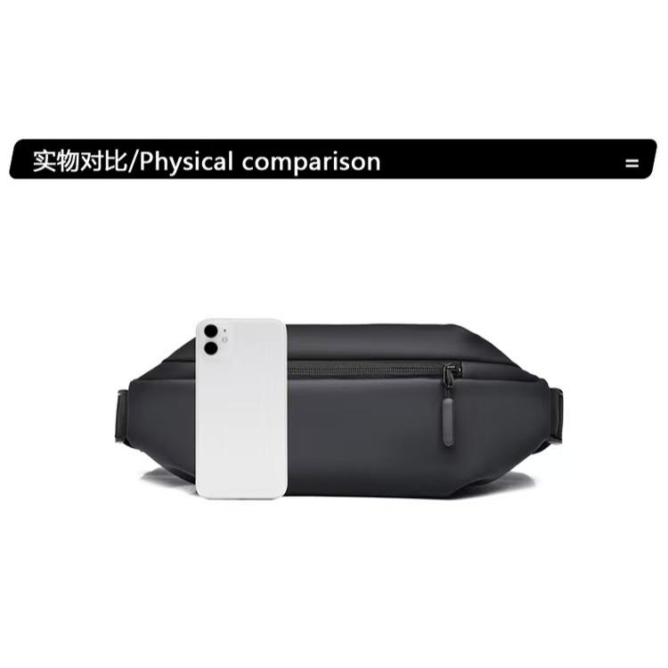 WDF.CO現貨│2025韓版多口袋戶外運動包 │黑色防潑水尼龍包 │拉鍊款隨身小包｜大容量｜單肩包｜斜背包｜胸包｜-細節圖9