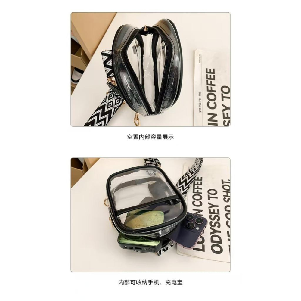 WDF.CO現貨｜2025新款歐美透明灘PVC果凍胸腰包│黑紫黃粉灰藍6色游泳沙灘包│斜背腰包│外出小包│收納包│容量大-細節圖7
