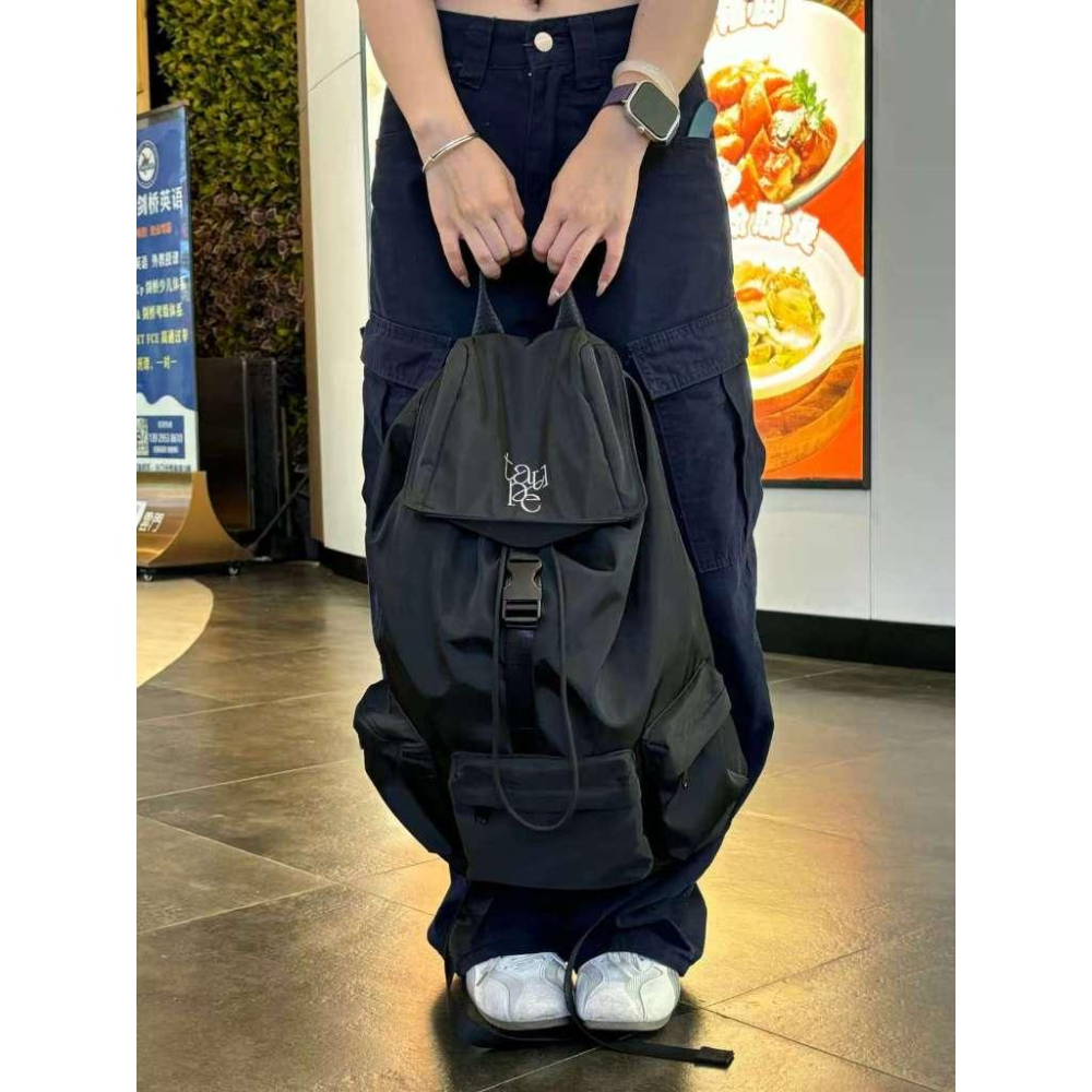 WDF.CO現貨│2025韓系新款尼龍運動機能風後背包│ 黑咖灰3色多口袋手提包│超大容量│防潑水│外出旅行包-細節圖4