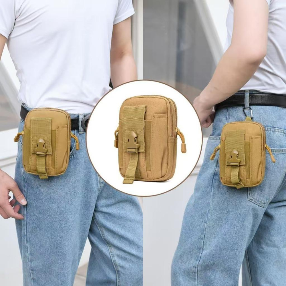 WDF.CO現貨｜2025新款戶外戰術腰包│黑綠迷彩 3色手機包｜有拉鍊｜多功能運動跑步包｜小方包｜腰包｜隨身小包｜-細節圖2