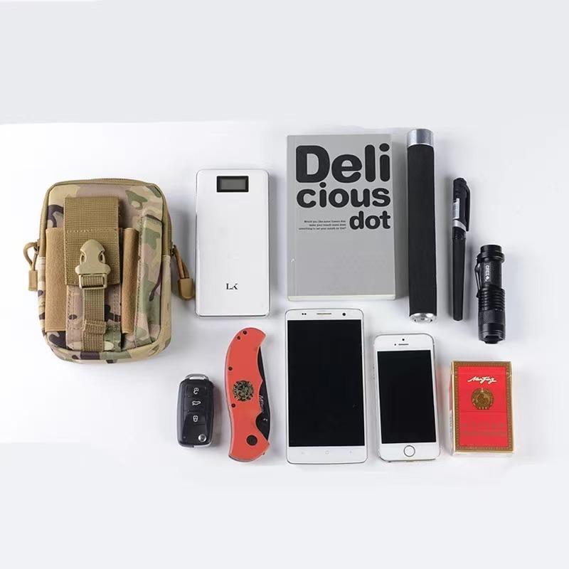 WDF.CO現貨｜2025新款戶外戰術腰包│黑綠迷彩 3色手機包｜有拉鍊｜多功能運動跑步包｜小方包｜腰包｜隨身小包｜-細節圖4