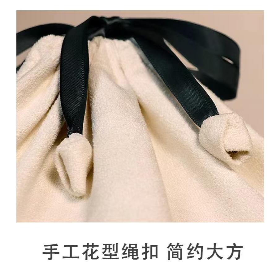 WDF.CO現貨｜2025新款加厚麂皮絨包包收納包 │大容量 │伸縮束帶整理收納包│透明棉布包│防潮家用│多用途儲物袋-細節圖7