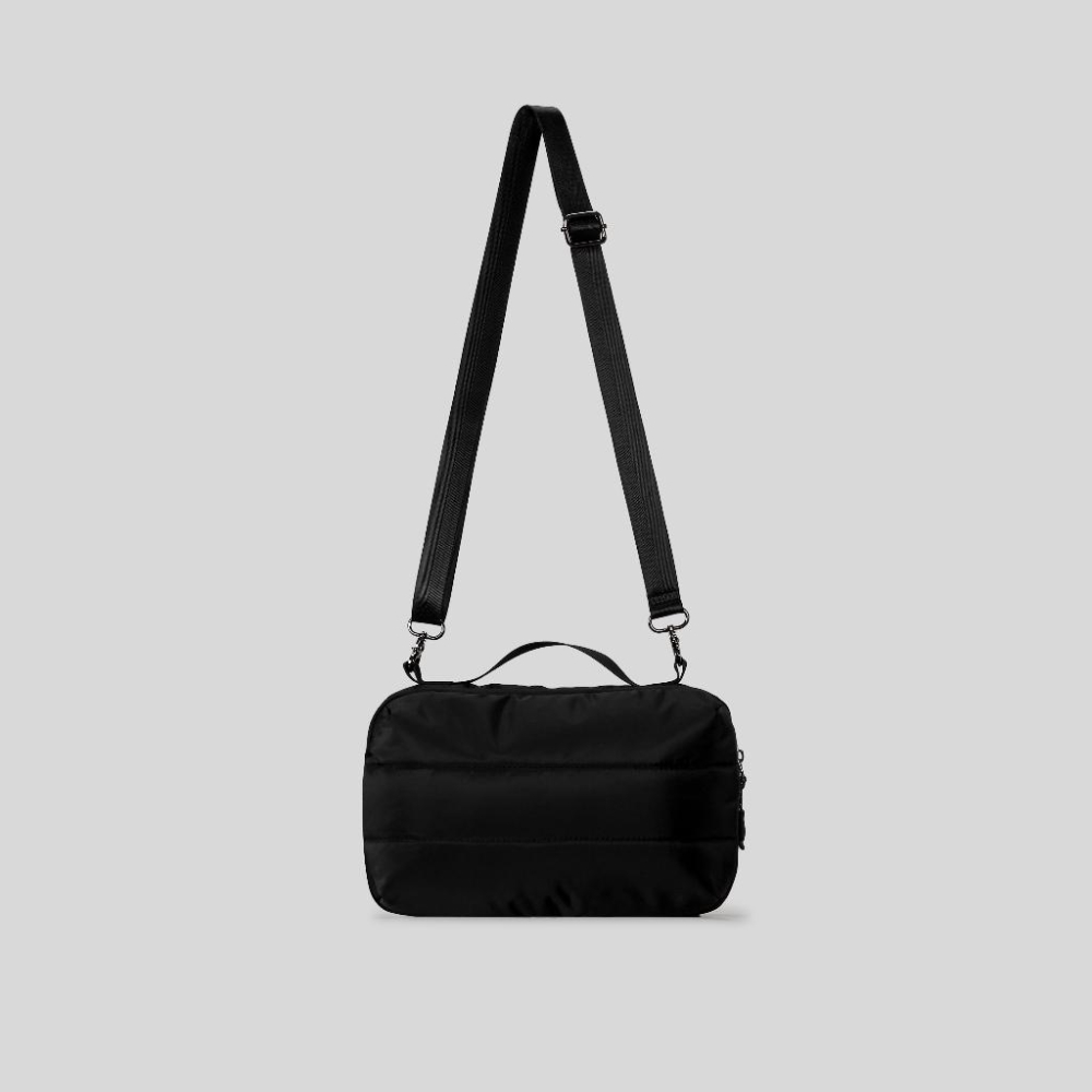 WDF.CO現貨｜2025韓國新款雙層水壺小方包│黑白卡3色尼龍空氣軟糯包│雨傘收納包｜有拉鍊大容量｜通勤包｜外出包-細節圖7