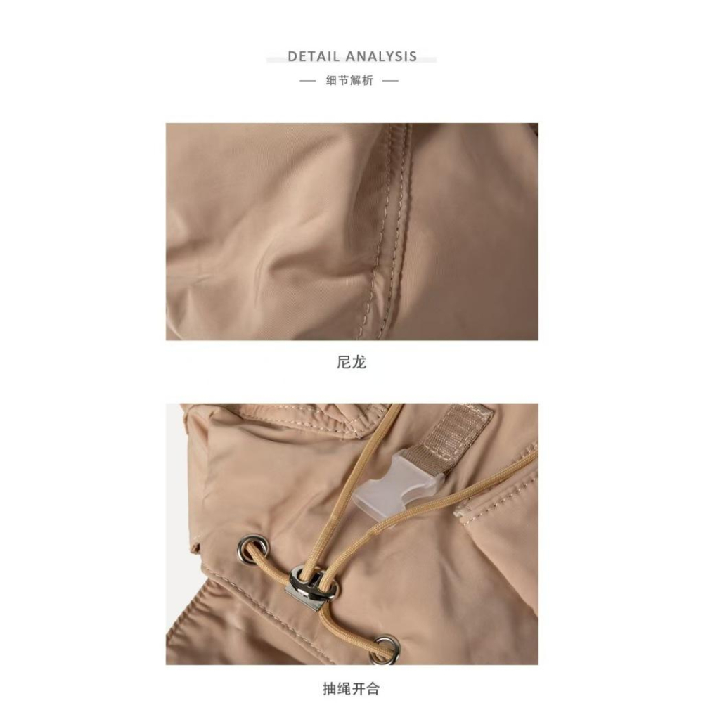 WDF.CO現貨│2025東大門新款多口袋尼龍後背包│黑灰粉卡4色防潑水雙肩包│上課尼龍包 │有拉繩大容量-細節圖7