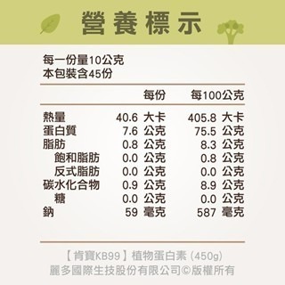 ⭐️2罐優惠⭐️【肯寶KB99】植物蛋白素(450g/罐)-細節圖3