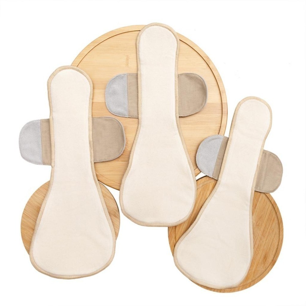 【和諧生活】無釦愛布棉 舒眠夜用組(3入)－米白／卡其 #衛生棉 #本布100％有機棉 #台灣製造-細節圖2