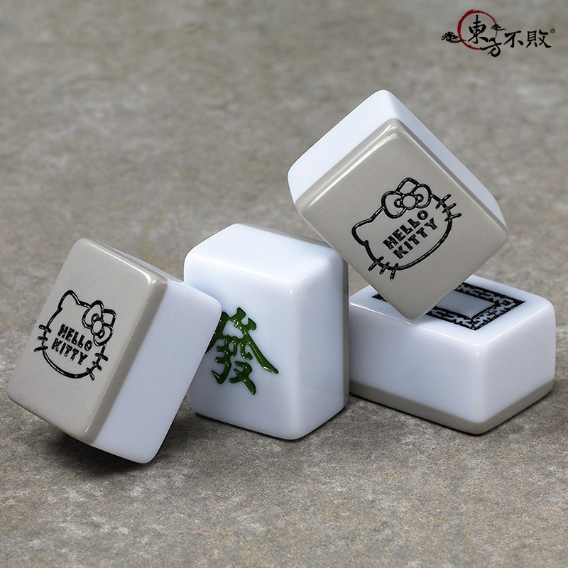 東方不敗 Hello Kitty極簡主義麻將組 手打麻將/灰/34mm 附贈搬風+骰子 三麗鷗受援/正版雷射標 608-細節圖2