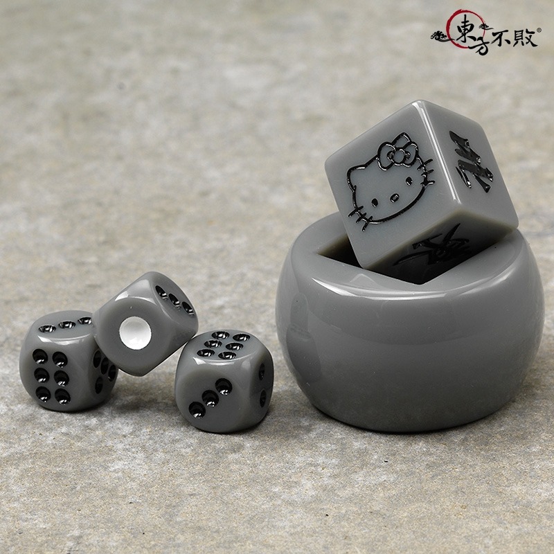 東方不敗 Hello Kitty極簡主義麻將組 手打麻將/灰/34mm 附贈搬風+骰子 三麗鷗受援/正版雷射標 608-細節圖3