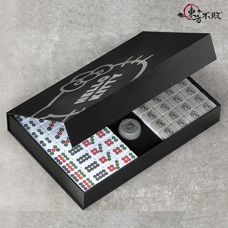 東方不敗 Hello Kitty極簡主義麻將組 手打麻將/灰/34mm 附贈搬風+骰子 三麗鷗受援/正版雷射標 608-細節圖4