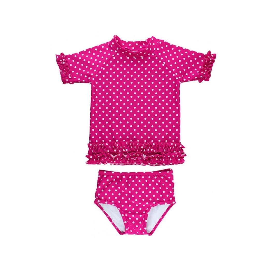 美國RuffleButts 兩件式短袖泳裝 / 黑底白點 / 苺果圓點 / 粉紅圓點 / 熱帶花園-細節圖3