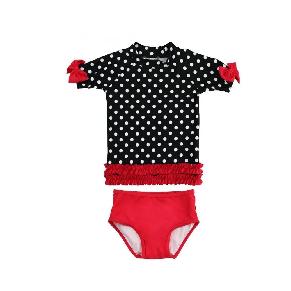 美國RuffleButts 兩件式短袖泳裝 / 黑底白點 / 苺果圓點 / 粉紅圓點 / 熱帶花園-細節圖4