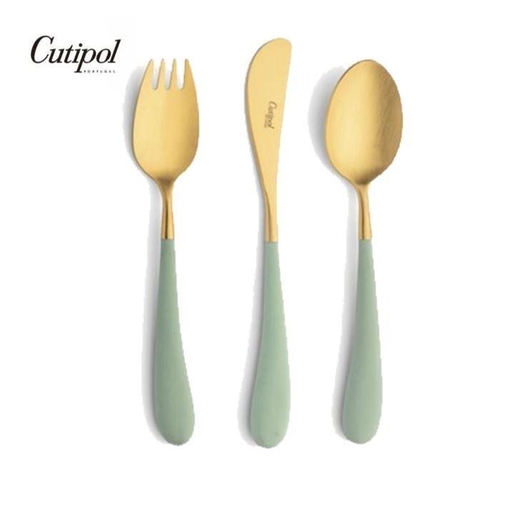 葡萄牙Cutipol Alice- 白柄金霧面/白柄 不銹鋼餐具三件組 刀叉匙 葡萄牙手工餐具-細節圖4