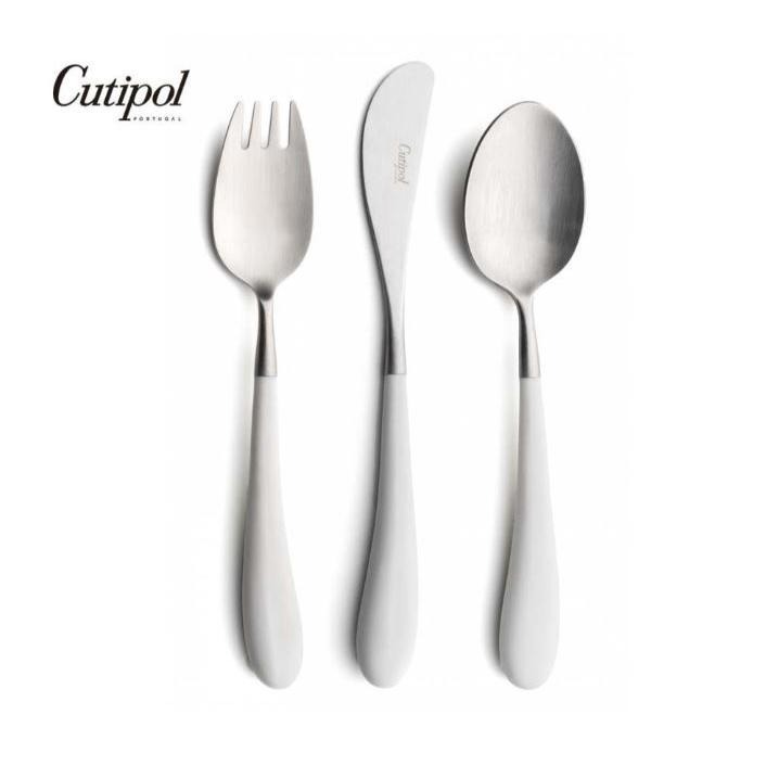 葡萄牙Cutipol Alice- 白柄金霧面/白柄 不銹鋼餐具三件組 刀叉匙 葡萄牙手工餐具-細節圖6