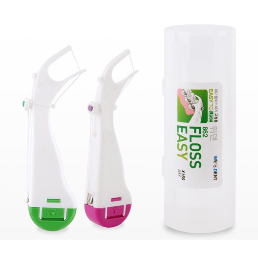 韓國 WEDENT 威登 成人攜帶式牙線棒(直式)(顏色隨機) 矯正牙齒者適用 薄荷 木醣醇 環保 可替換-細節圖2