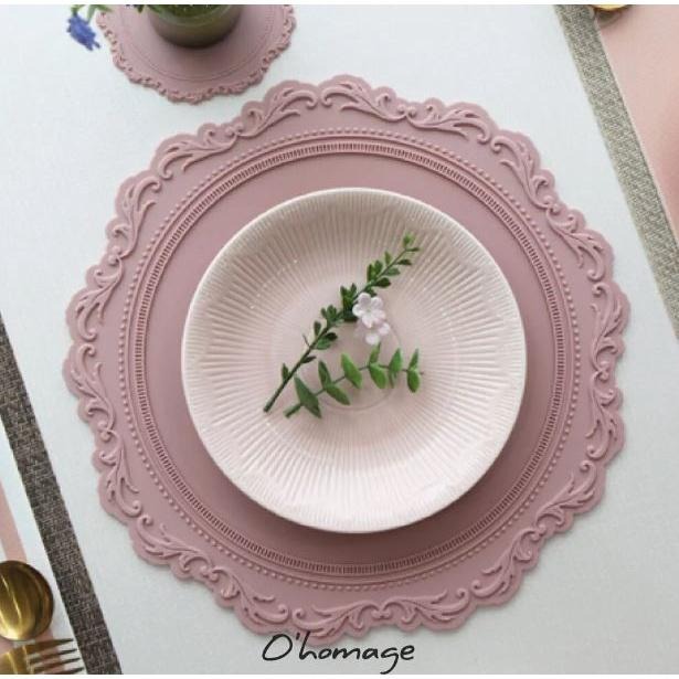 韓國 Ohomage 有機矽膠餐墊 (French系列)-白色/淺灰/淺粉/棕色//黑色/鐵灰 35*35cm-細節圖6