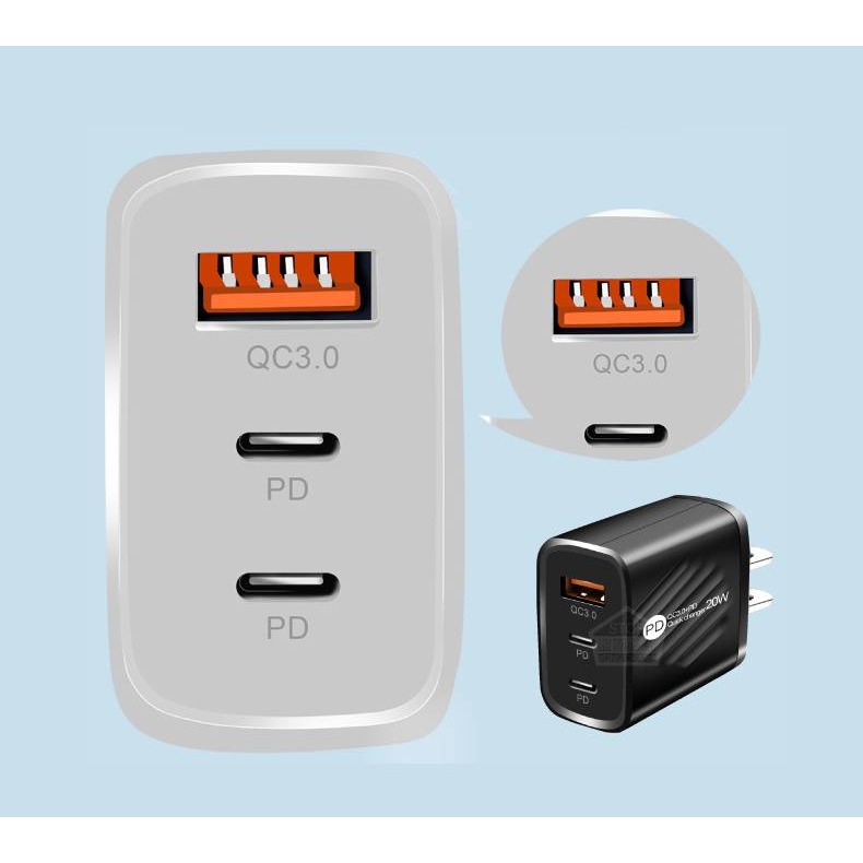 1USB+2PD充電頭-細節圖2