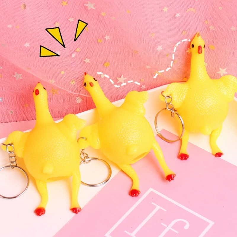 搞怪下蛋小雞.小雞鑰匙扣/下蛋捏捏樂/Q彈呆萌/趣味可愛/發洩玩具/輕鬆減壓發洩/創意玩具/紓壓小雞-細節圖6