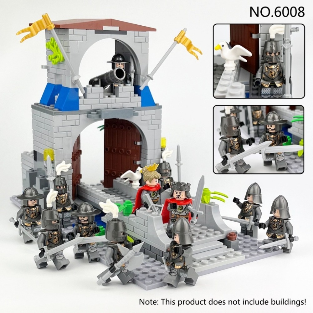 中古世紀城堡建築468psc/可與樂高相容組在一起/中古城堡系列/建築模型/模型益智/羅馬士兵戰馬/積木組合禮物-規格圖10
