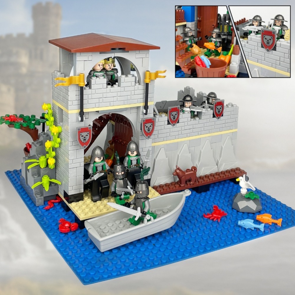 中古世紀城堡建築468psc/可與樂高相容組在一起/中古城堡系列/建築模型/模型益智/羅馬士兵戰馬/積木組合禮物-規格圖10