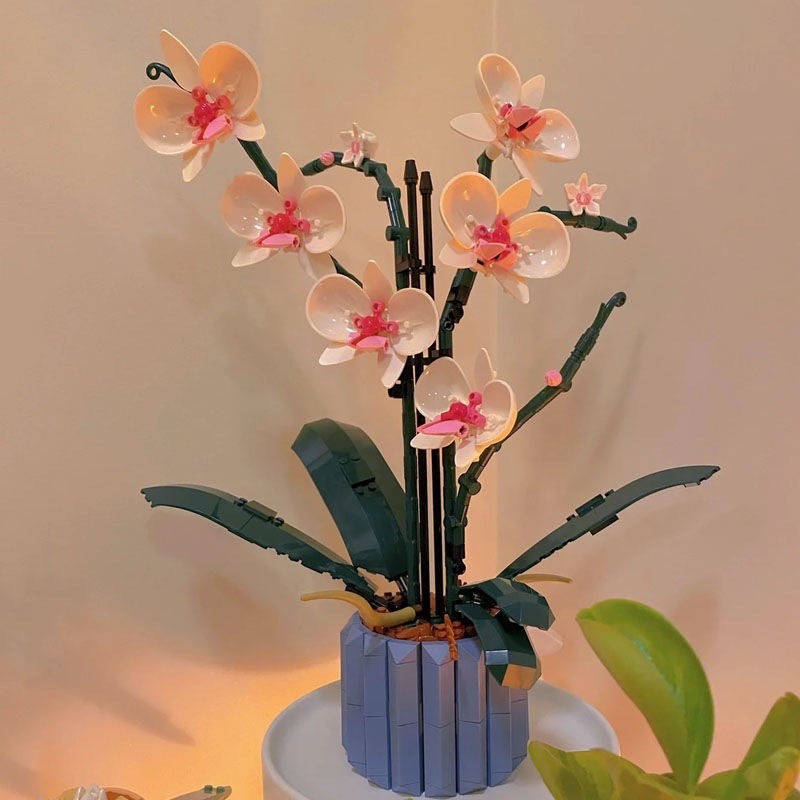 優雅的積木蝴蝶蘭/蝴蝶蘭花束/積木花束/可與樂高相容/朋友情人節禮物/教師節花束/生日禮物/幸福花束/祝福花束/蘭花-細節圖8