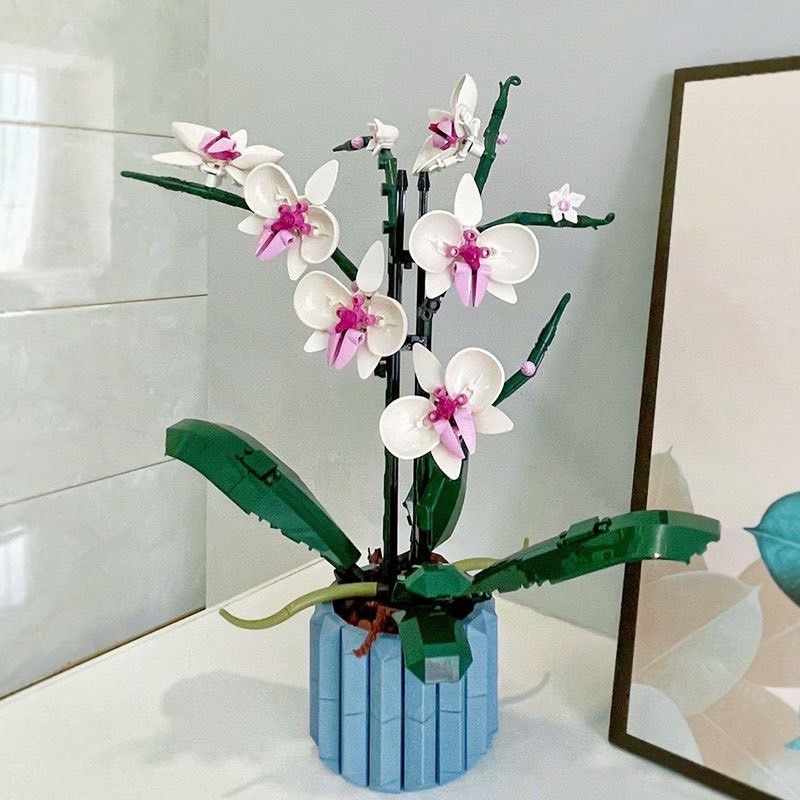 優雅的積木蝴蝶蘭/蝴蝶蘭花束/積木花束/可與樂高相容/朋友情人節禮物/教師節花束/生日禮物/幸福花束/祝福花束/蘭花-細節圖9