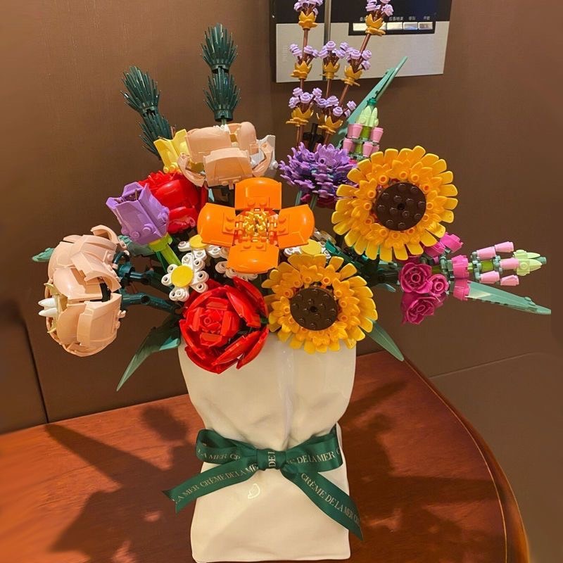永恆的積木向日葵/向日葵花束/積木花束/可與樂高相容/情人節禮物/求婚花束/教師節花束/生日禮物/女孩愛的告白/永恆-細節圖3